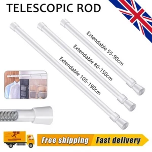 Telescopic Net Voile Tension Curtain Rail Pole Rod Rods Spring Loaded Extendable - Picture 1 of 17