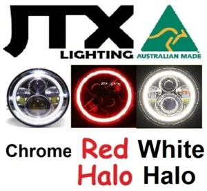 JTX Chrome 7" LED Headlights RED and WHITE Suzuki Sierra SJ80 SJ80V LJ80 - Picture 1 of 12