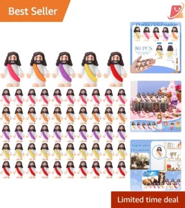 50 Pcs Mini Jesus Figurines Rubber 1.2 Inch Party Favors Easter Egg Fillers - Picture 1 of 8