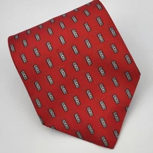 Croft & Barrow Silk Tie Red Gray White Geometric Men Necktie 56 x 4 - Picture 1 of 10