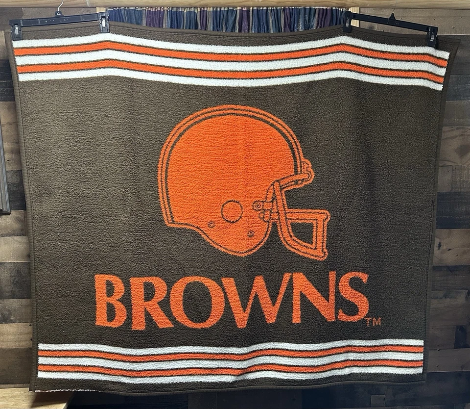 Cobertor multicolorido vintage 1970’s NFL Cleveland Browns 54”x46” - Imagem 1 de 4