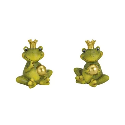 Dekofigur Froschkönig mit goldener Kugel Wohnungsdeko aus Keramik in 2 Varianten - Bild 1 von 4