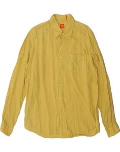 HUGO BOSS Mens Shirt XL Yellow Linen GC01 - Picture 1 of 3