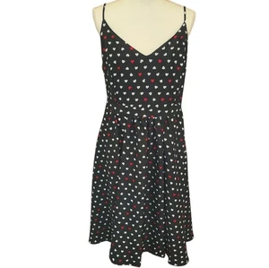city chic heart print spaghetti strap fit and flare dress black womens size 14 - Picture 1 of 6