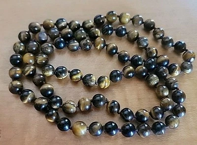 Gemisphere 29" Tigers Eye Necklace w/ 8mm Stones For Confidence Calm Courage - Image 1 of 3