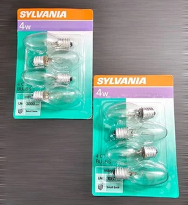 8 SYLVANIA Clear NIGHT LIGHT Bulbs 2 Packs 4 Bulbs Per Pack 8 Total 4 Watt - Picture 1 of 2