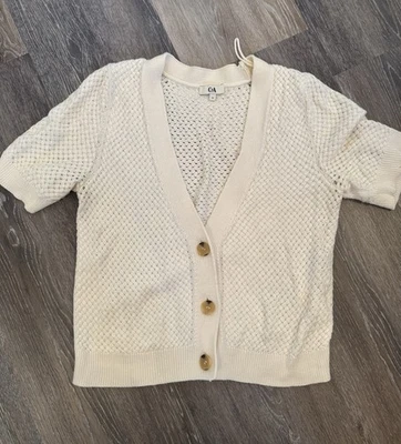 C&A Strickjacke Ajour Viskose Baumwolle Creme Neuwertig - Bild 1 von 3