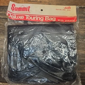 New Old Stock Summit Cycles Cycling 70’s Leather Black Deluxe Touring Bike Bag - Picture 1 of 9