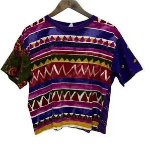 Camiseta United Colors Benetton Mujer M Púrpura Gráfico Recortado Manga Corta Años 80 - Imagen 1 de 10
