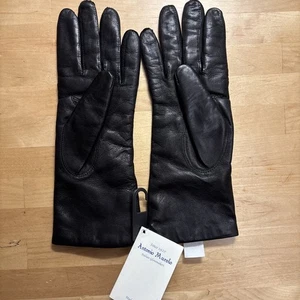 Antonio Murolo, Italien, Damen schwarze Lederhandschuhe Gr. 7 1/2 neu mit Etikett - Bild 1 von 11