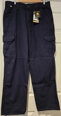NWT Carhartt FRB240 DNY Navy Flame Resistant Canvas Cargo Pants 36x32 CAT 2  - Image 1 of 4