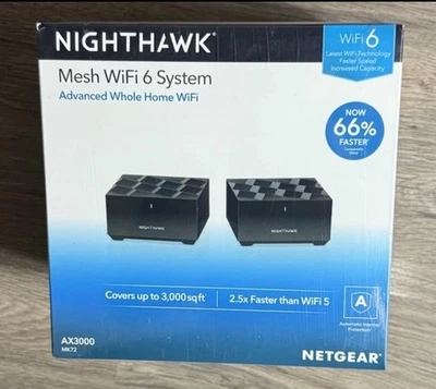 NETGEAR Nighthawk Advanced Whole Home Mesh WiFi 6 System MK72 AX3000 Router NEW - Image 1 of 2