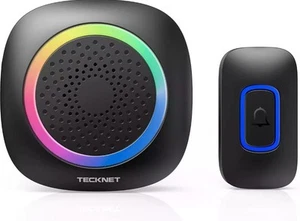 TECKNET Wireless Doorbell, Battery Powered Doorbell with RGB Light, IP66 Door 60 - Picture 1 of 7