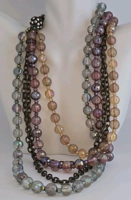 COLLAR DE PASARELA MULTIMARCAS CRISTALES BOREALES Y CADENAS CHAPADAS EN LATÓN☆PREMIER☆22" Foto 1 de 4