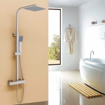 OCEAN ITALY Set Doccia a Pioggia con termostato e soffione 20cm in acciaio Inox