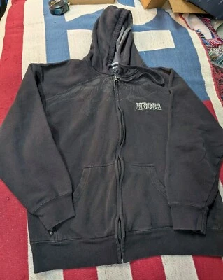 Винтажная мужская толстовка с капюшоном Mecca XL черная на молнии Y2K Skater мешковатая хип-хоп - Изображение 1 из 4