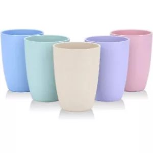 5 Pcs 12oz Reusable Wheat Straw Unbreakable Cups Drinking Glasses for Juice - Picture 1 of 8