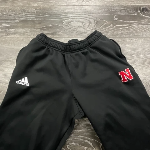 adidas Nebraska Cornhuskers Pants Mens Small Black Poly Basketball Football Cover