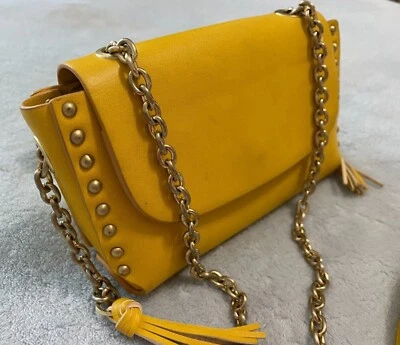¡Cartera Bandolera Zara Mujer Diseñador Cuero Amarillo! Apenas Usado ¡Excelente Estado! Foto 1 de 4