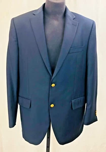 Peter Millar Mens Sports Coat Tag 42R Fit 46R Navy Blue Wool 2-Button Gold Wool - Picture 1 of 14