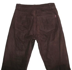 " H.I.S " Men's Leather Jeans/Nubuk- Pants IN Dark Braun Approx. W33 "/ L32 " - Picture 1 of 4