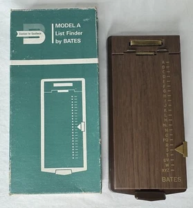 Vintage Bates Model A List Finder Flip Up Address Contact Phone Book Metal Wood - Picture 1 of 15