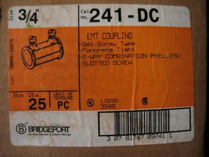 Bridgeport 241-DC 3/4" EMT Gewindestift Zinkkupplung BOX-25 (NEU) - Bild 1 von 4