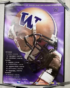 Vintage 1999 University of Washington Huskies Football Poster Schedule 18x24 - Imagen 1 de 12