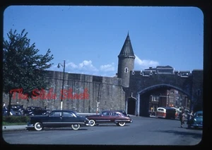 Quebec City Canada St. John's Gate old cars 1951 red border Kodachrome slide - Picture 1 of 1