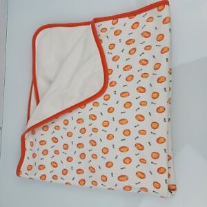 Old Navy Pumpkin Boo Halloween Baby Receiving Blanket Thick 100% Cotton Orange