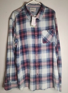 Flag & Anthem Mens Plaid Shirt Button Up 2XL Blue Red White Light Weight NWT XXL - Picture 1 of 11