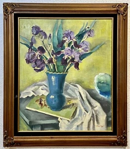 Original ALENE ROGERT (1895-1977) Still Life Floral Oil Painting on Canvas - Picture 1 of 12