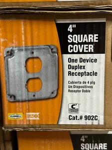 Pack of 10 - Hubbell Raco 902C 4" Duplex Receptacle Square Cover Steel - Picture 1 of 1
