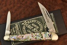 QUEEN CUTLERY USA ABALONE MOTHER OF PEARL WHARNCLIFF HALF WHITTLER KNIFE (10149