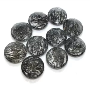Natural Black Rutilated Quartz Round Shape Gemstone Faceted Loose Gemstone - Picture 1 of 23