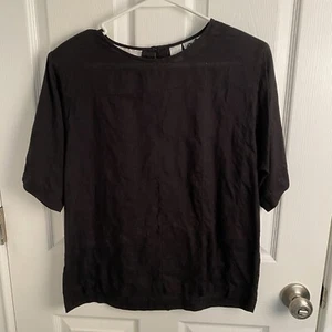 Vintage Preston & York Top Womens Size Large Irish Linen Shoulder Pads Boxy 80s - Picture 1 of 10