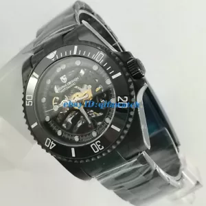 43mm Sapphire skeleton dial Black PVD Case Exhibition Back Automatic Mens Watch - Picture 1 of 6