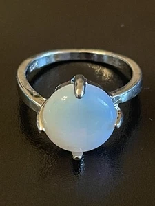 Natural Round Opal Stone S925 Silver Plated Men Women Statement Ring  - Picture 1 of 9