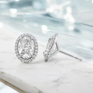IGI Lab Created 2.30 Ct Oval Cut Diamond Stud Women Earrings Solid 950 Platinum - Picture 1 of 8