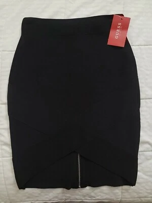 Falda GUESS Negra Padma Dobladillo Asimétrico Cremallera Vendaje Talla XS NUEVA CON ETIQUETAS  Foto 1 de 4