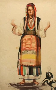 Antique realist watercolor painting portrait of a woman - Picture 1 of 12