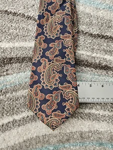 Vintage Mercedes Paisley Silk Tie Blue Red Myung Ju - Picture 1 of 3
