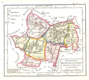 DÉPARTEMENTS DE SAONE-ET-LOIRE ( 71 ) CARTE GÉOGRAPHIQUE / MAP de 1792 - Foto 1 di 1