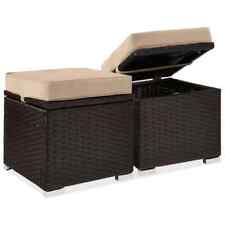 Set of 2 Wicker Ottomans, Multipurpose w/ Removable Cushions, Steel Frame  NEW