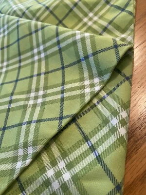 All Weather Friend Rosenthal PRAIRIE GRASS Green Plaid Cotton Fabric BTY 44" - Image 1 of 4