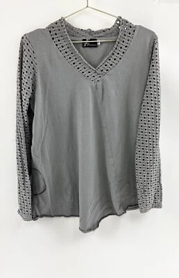 Blusa Top Fenini Mujer M Gris Mediana Foto 1 de 4