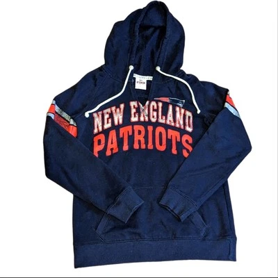 Pink Victoria's Secret x NFL New England Patriots Logo Graphic Hoodie Sweatshirt - Image 1 of 3