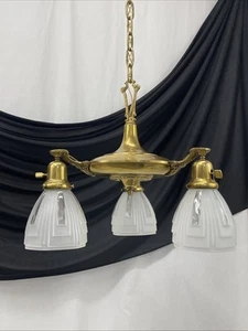RECABLEADO Antiguo De Colección Artesanía Deco Victoriano Lámpara Latón Sartén Luz 3 Brazos - Imagen 1 de 23