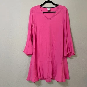 Vestido HD in Paris Anthropologie Rosa Volantes Dobladillo Mujer Manga 0 Acampanada Barbie - Imagen 1 de 11