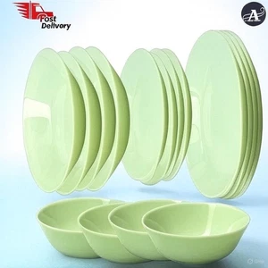 IKEA OFTAST Green Glass Dining Set Plates & Bowls Microwave Dishwasher Safe - Picture 1 of 14